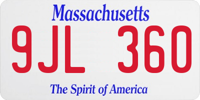 MA license plate 9JL360