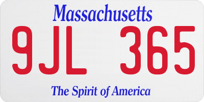 MA license plate 9JL365