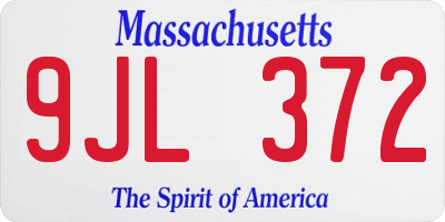 MA license plate 9JL372