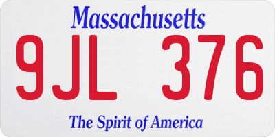 MA license plate 9JL376