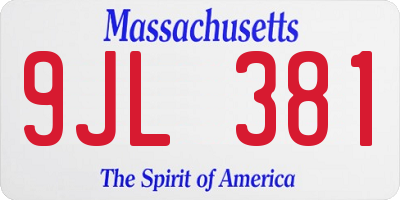 MA license plate 9JL381