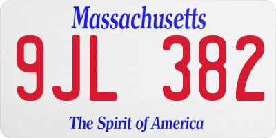 MA license plate 9JL382