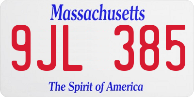 MA license plate 9JL385