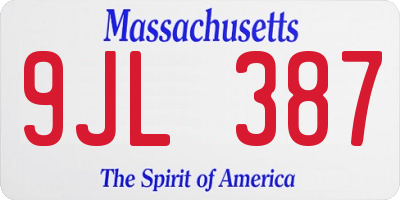 MA license plate 9JL387