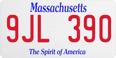 MA license plate 9JL390