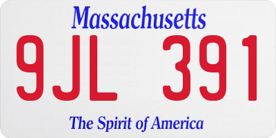MA license plate 9JL391