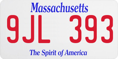 MA license plate 9JL393