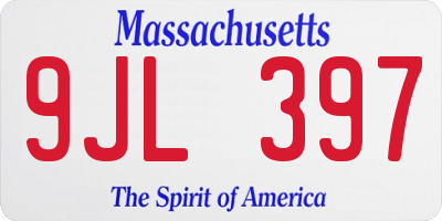 MA license plate 9JL397