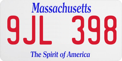 MA license plate 9JL398
