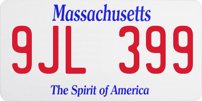 MA license plate 9JL399