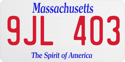 MA license plate 9JL403