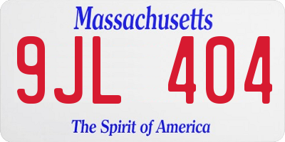 MA license plate 9JL404