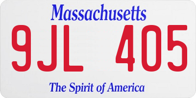 MA license plate 9JL405