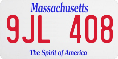 MA license plate 9JL408