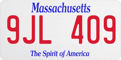 MA license plate 9JL409