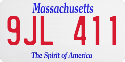 MA license plate 9JL411