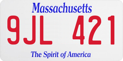 MA license plate 9JL421