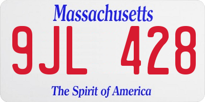 MA license plate 9JL428