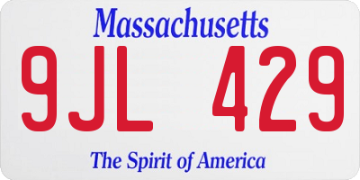 MA license plate 9JL429