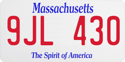 MA license plate 9JL430