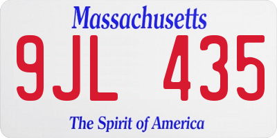 MA license plate 9JL435