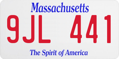 MA license plate 9JL441