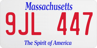 MA license plate 9JL447