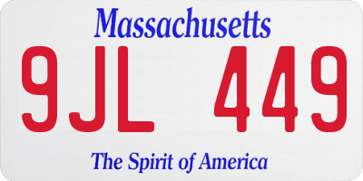 MA license plate 9JL449