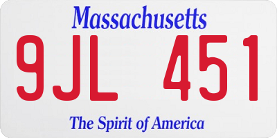 MA license plate 9JL451