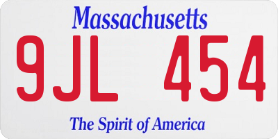 MA license plate 9JL454