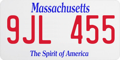 MA license plate 9JL455