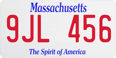MA license plate 9JL456