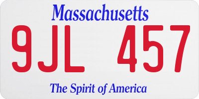 MA license plate 9JL457