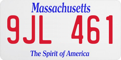 MA license plate 9JL461