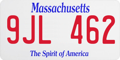 MA license plate 9JL462