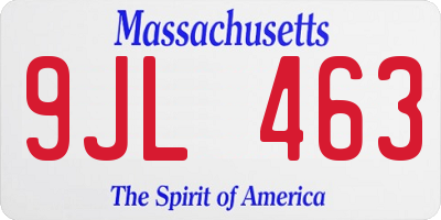 MA license plate 9JL463