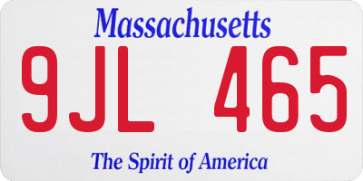MA license plate 9JL465