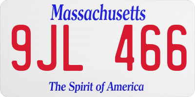 MA license plate 9JL466