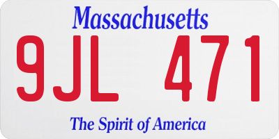 MA license plate 9JL471