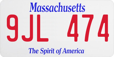 MA license plate 9JL474