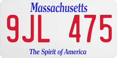 MA license plate 9JL475