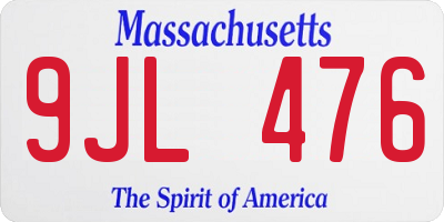 MA license plate 9JL476