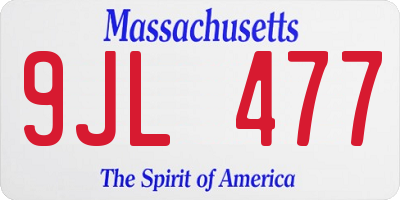 MA license plate 9JL477