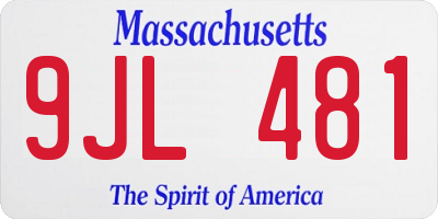 MA license plate 9JL481