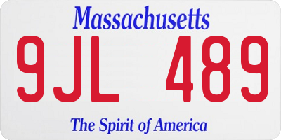 MA license plate 9JL489