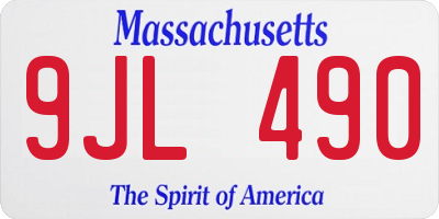 MA license plate 9JL490