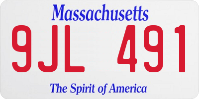 MA license plate 9JL491