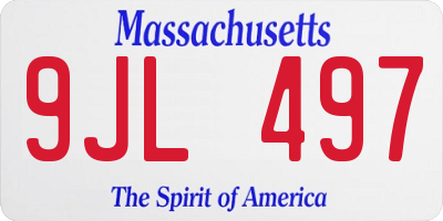 MA license plate 9JL497