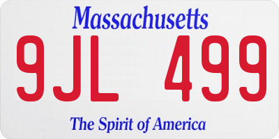MA license plate 9JL499