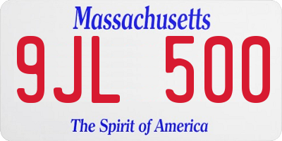 MA license plate 9JL500